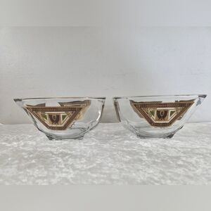 Georges Briard Black Gold Square Bowls Wheat Vintage Signed Set Of  2~Pre-Owned